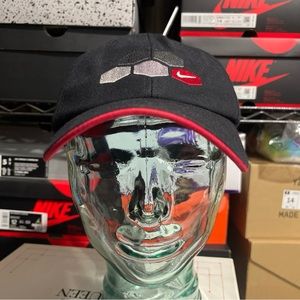 Vintage Nike Small Swoosh Hexagon Hat Baseball Cap Black One Size Strapback Worn